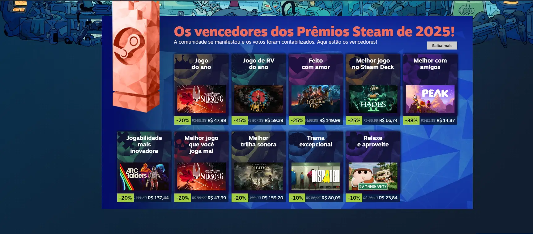 melhores jogos do ano de 2025 da steam